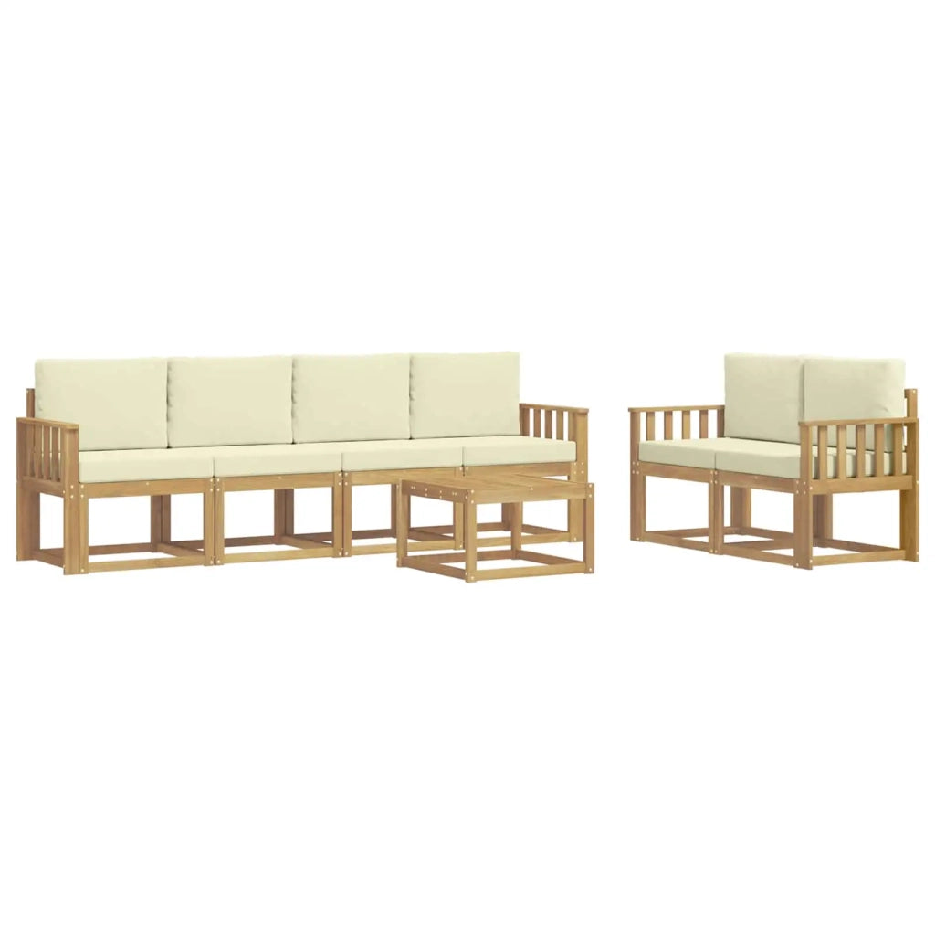 Set di divani da esterno con cuscino 7 pcs Bianco e Crema