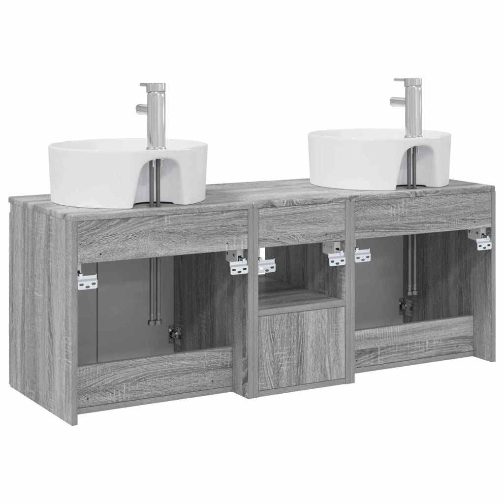 Set di Armadi da Bagno 3 pz Sonoma grigio 49,5 x 44,5 x 65 cm