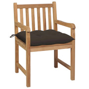 Sedie da Giardino 2 pz | Sedie da Esterno e Cuscini Grigio Talpa Massello di Teak