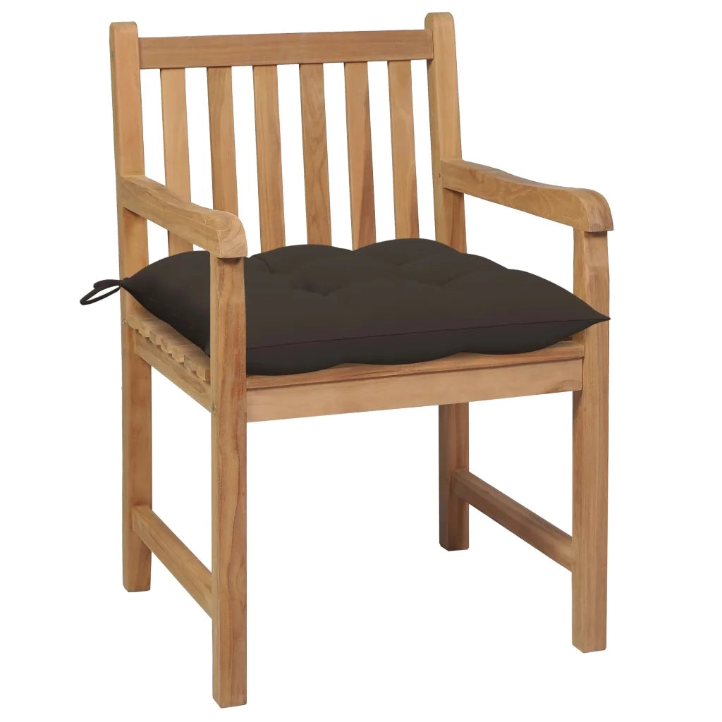 Sedie da Giardino 2 pz | Sedie da Esterno e Cuscini Grigio Talpa Massello di Teak