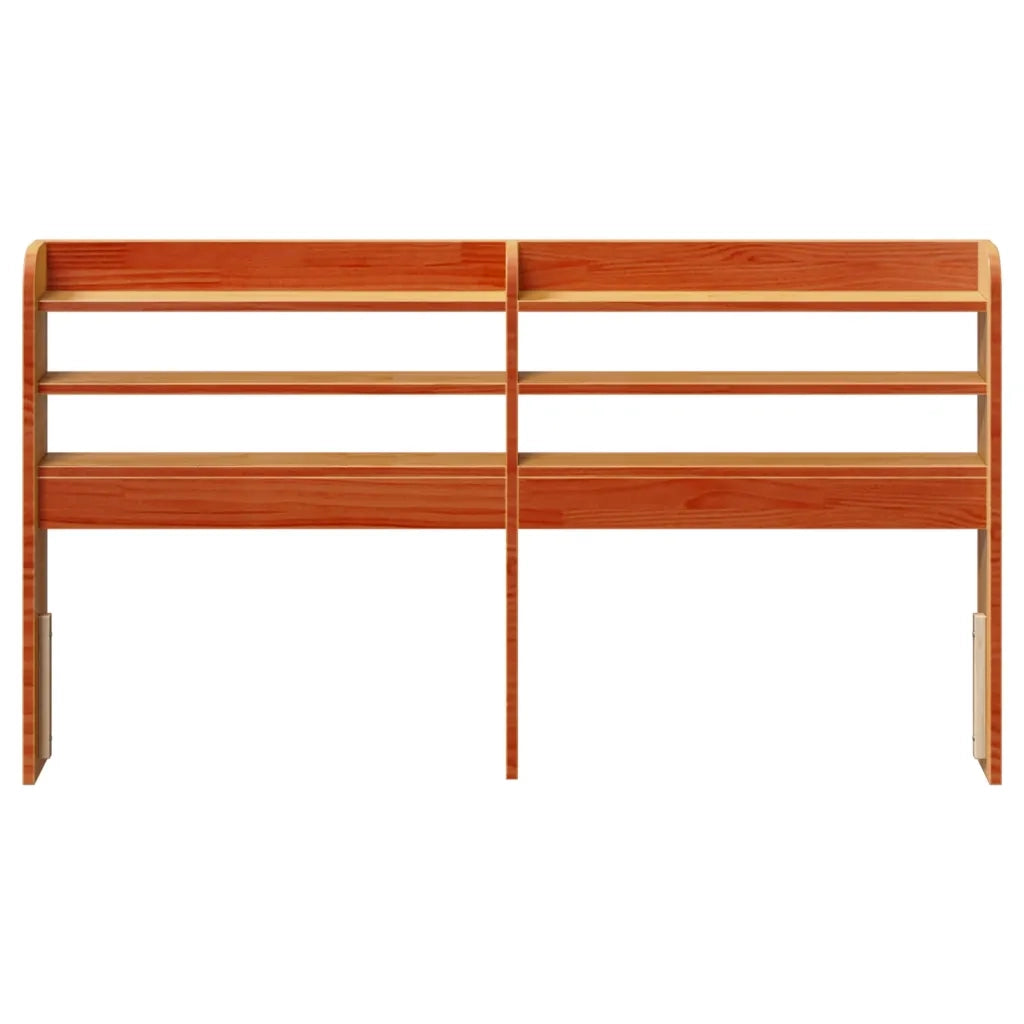 Testiera con Ripiani Marrone Cera 140 cm Legno Massello di Pino 850952