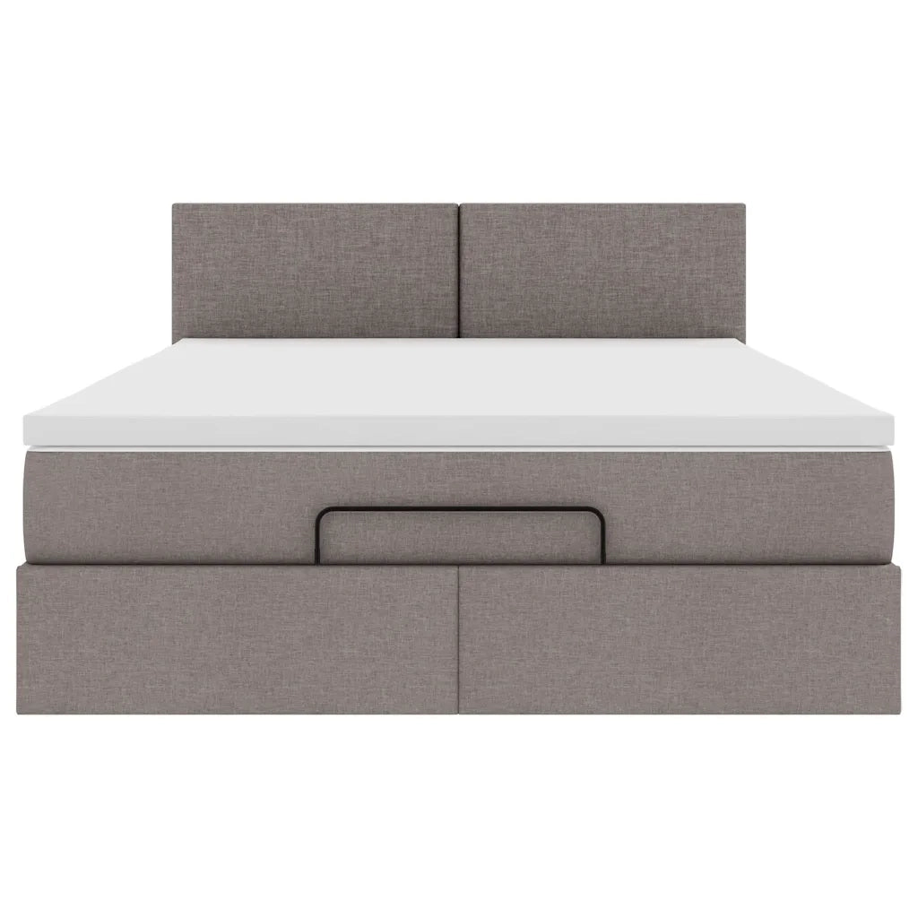 Pouf Letto con Materasso e LED Tortora 140x200 cm in Tessuto 3312233