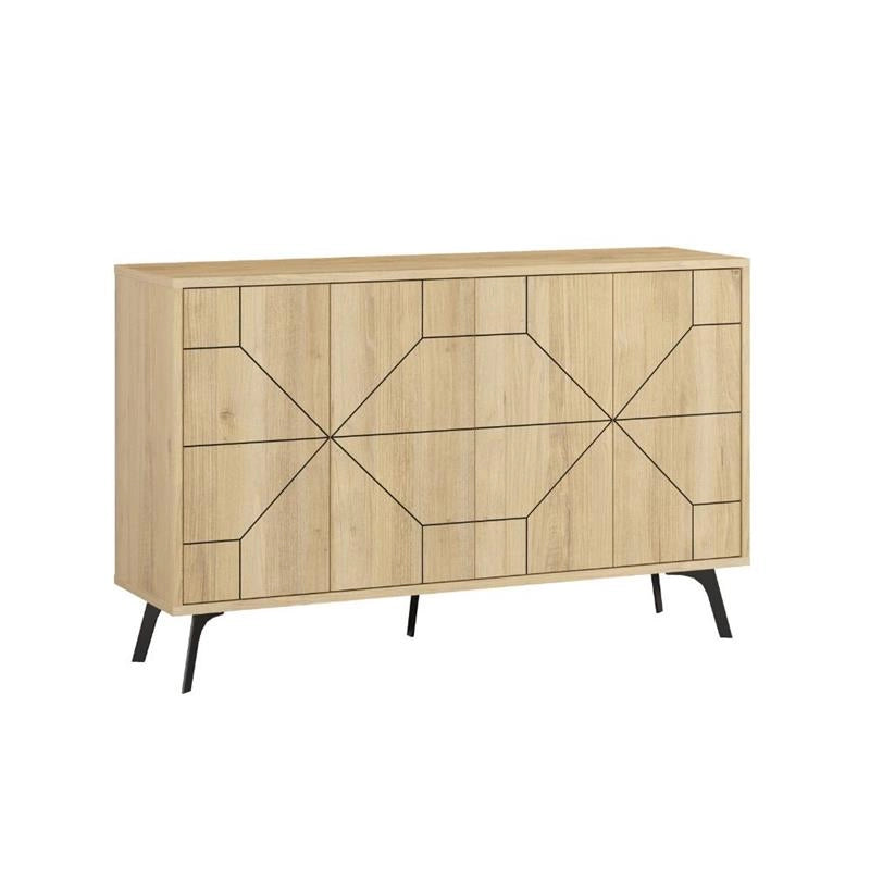 MOBILE DA INGRESSO MADIA 4 ANTE DUNE COLORE ROVERE CON DISEGNO GEOMETRICO L 123 X P 35 X 77,4 H CM