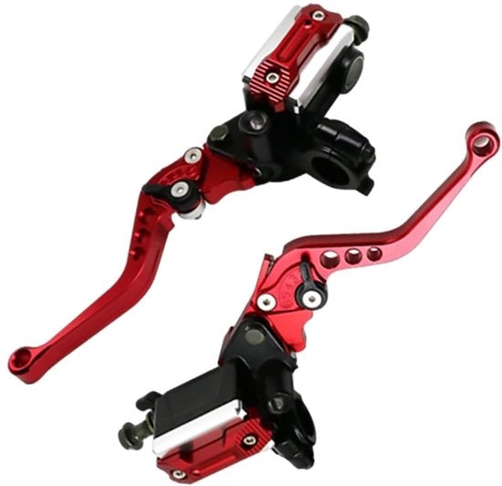 Manubrio Hydraulico 22mm - Cinghia di Accoppiamento - Lega di Aluminio - Compatibile con Motocicli - Nero/Rosso - Set di Montaggio per Manubrio - Manubrio per Motocicli