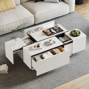 Tavolino da Caff¨¨ Quadrato con 4 Cassetti e Piano Scorrevole ¨C MINIMAL ¨C Bianco Lucido 100x60x40