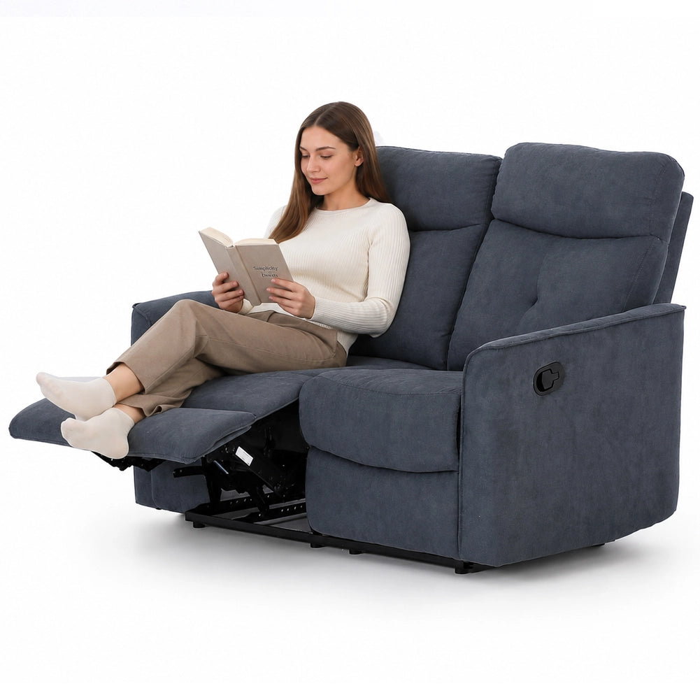 Divano 2 Posti Recliner Manuale Poltrona Reclinabile 2 Posti Grigio 132x96x103cm