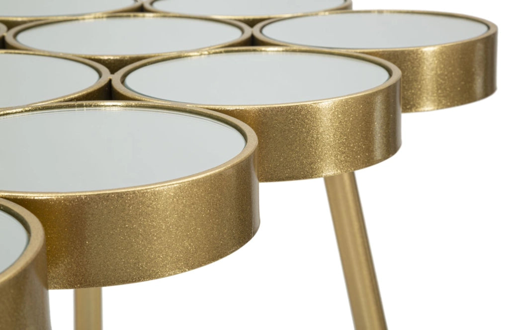 Tavolino Buttle 100x70x55 cm in Ferro e MDF Oro