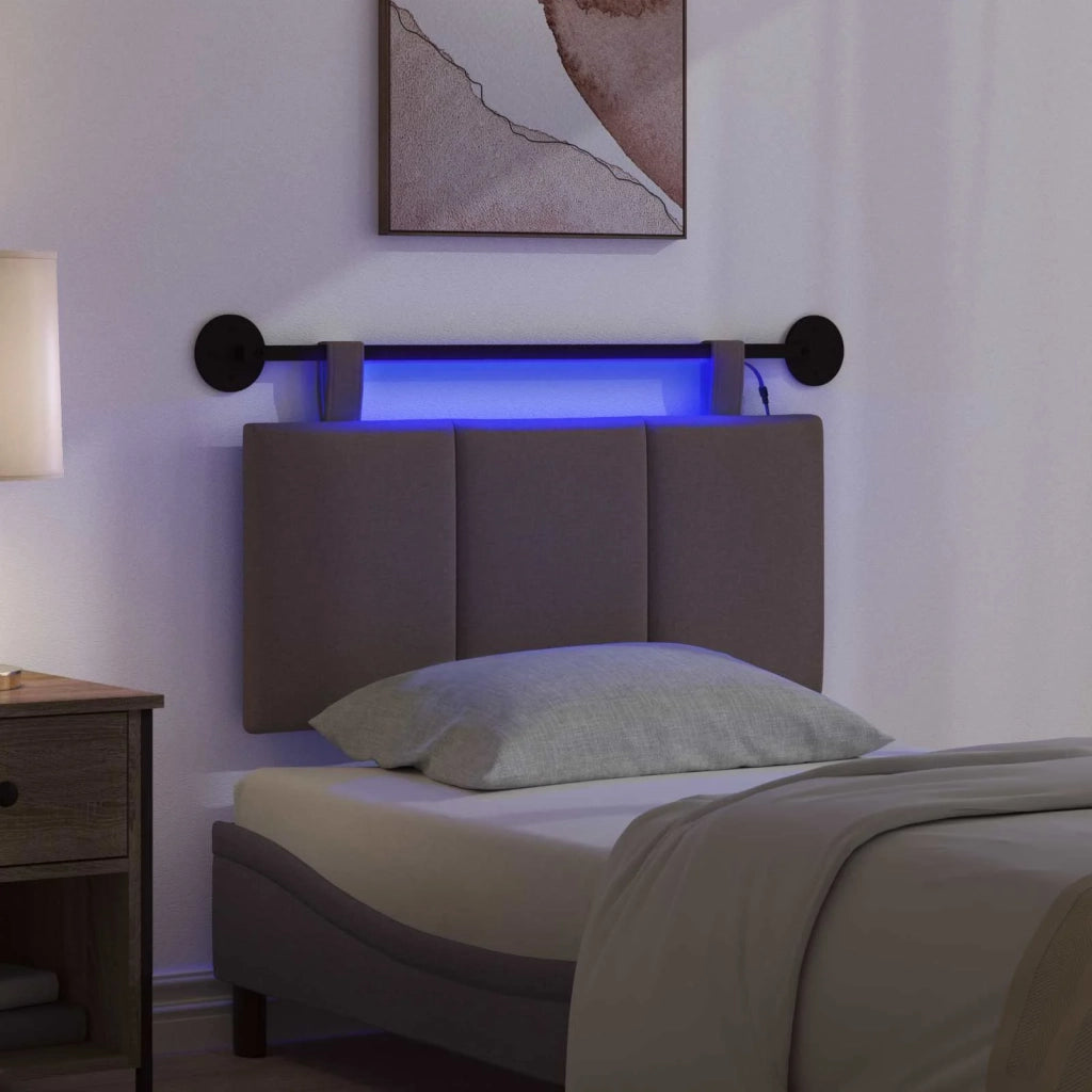 Testiera sospesa Con luce LED Marrone Scuro Tessuto