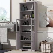 Armadio-Xylo-57.5x28.5x160cm bagno grigio vetro ripiani