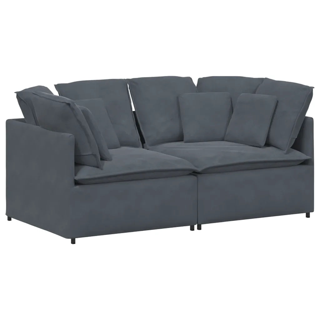 Divano | Divano da soggiorno | Sofa Modulare con Cuscini in Velluto Grigio Scuro