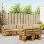 Set divani 8 pcs Naturale e Beige Legno di Acacia Massello