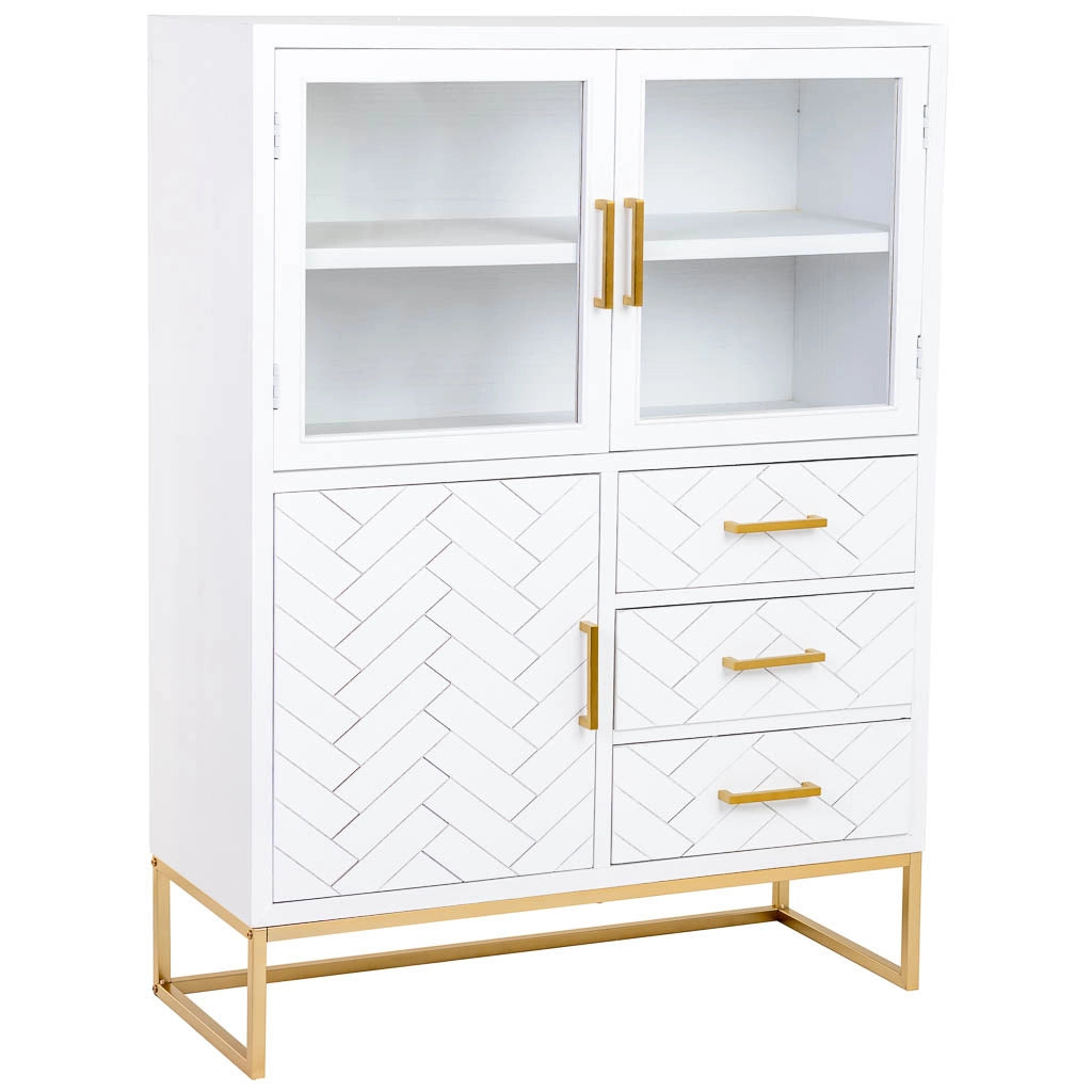 Vetrina con 3 ante e 3 cassetti, legno, 100x40x135h cm