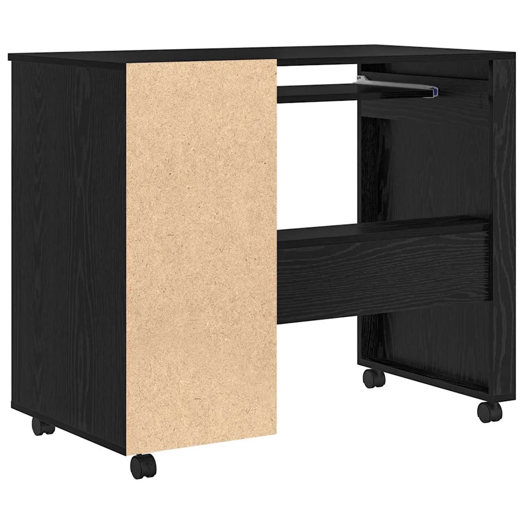 Scrivania con Ruote con cassetto Rovere Nero 91 x 50 x 77 cm 869531