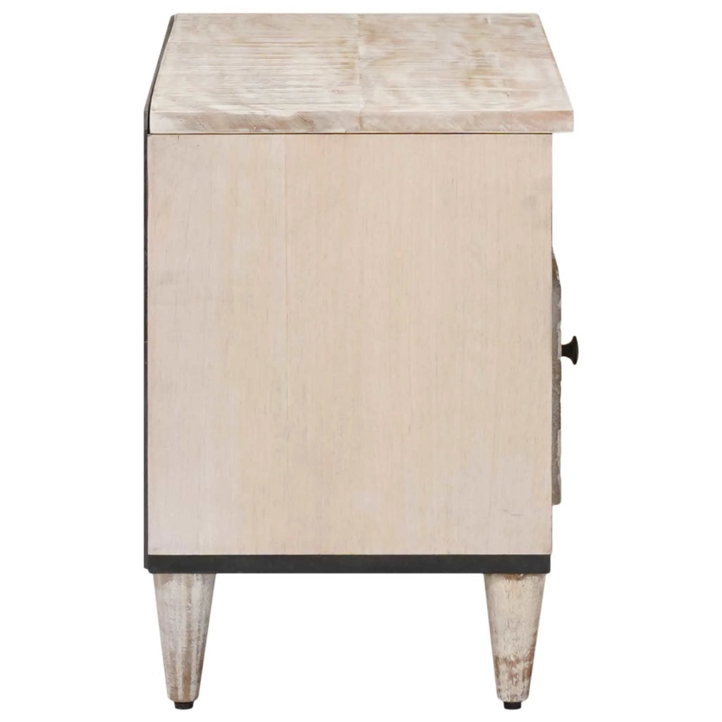 Mobile TV-Credenza per TV Bianco 80 x 33,5 x 46 cm Legno di mango massello