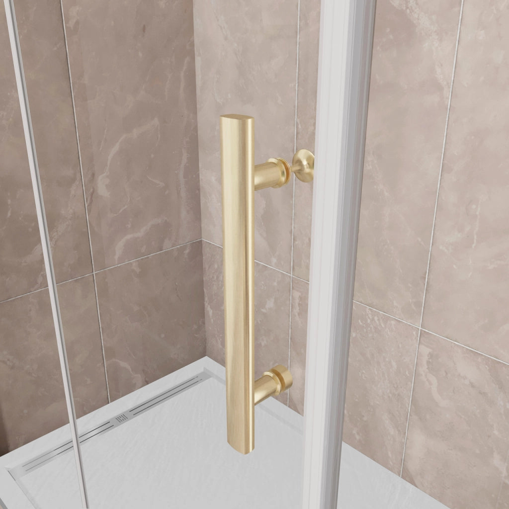 Porta Doccia 110x185 cm Porta Battente Pieghevole in Vetro Temperato Trasparente 6 mm Anticalcare Telaio Dorato Spazzolato