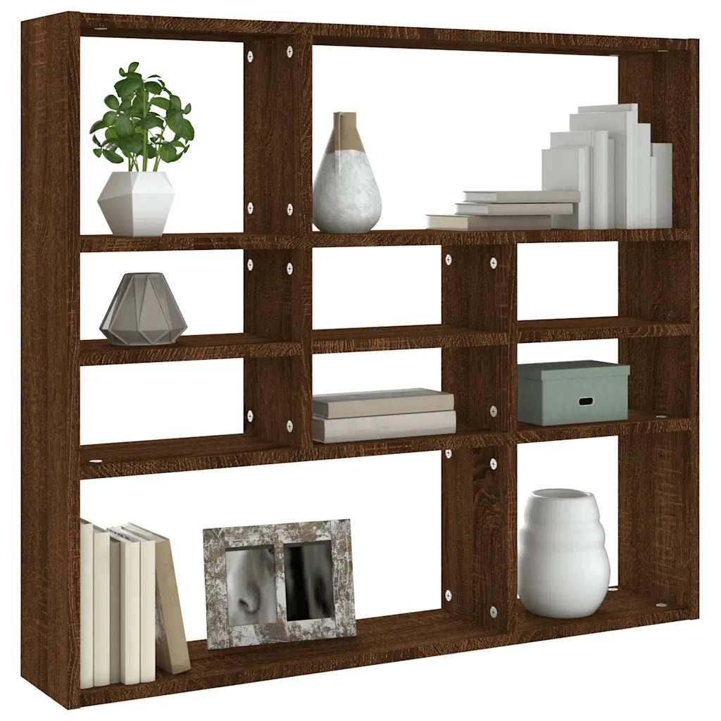 Scaffale a parete | Ripiano a parete | Mensola a parete Rovere Marrone 90x16x78 cm Legno Multistrato
