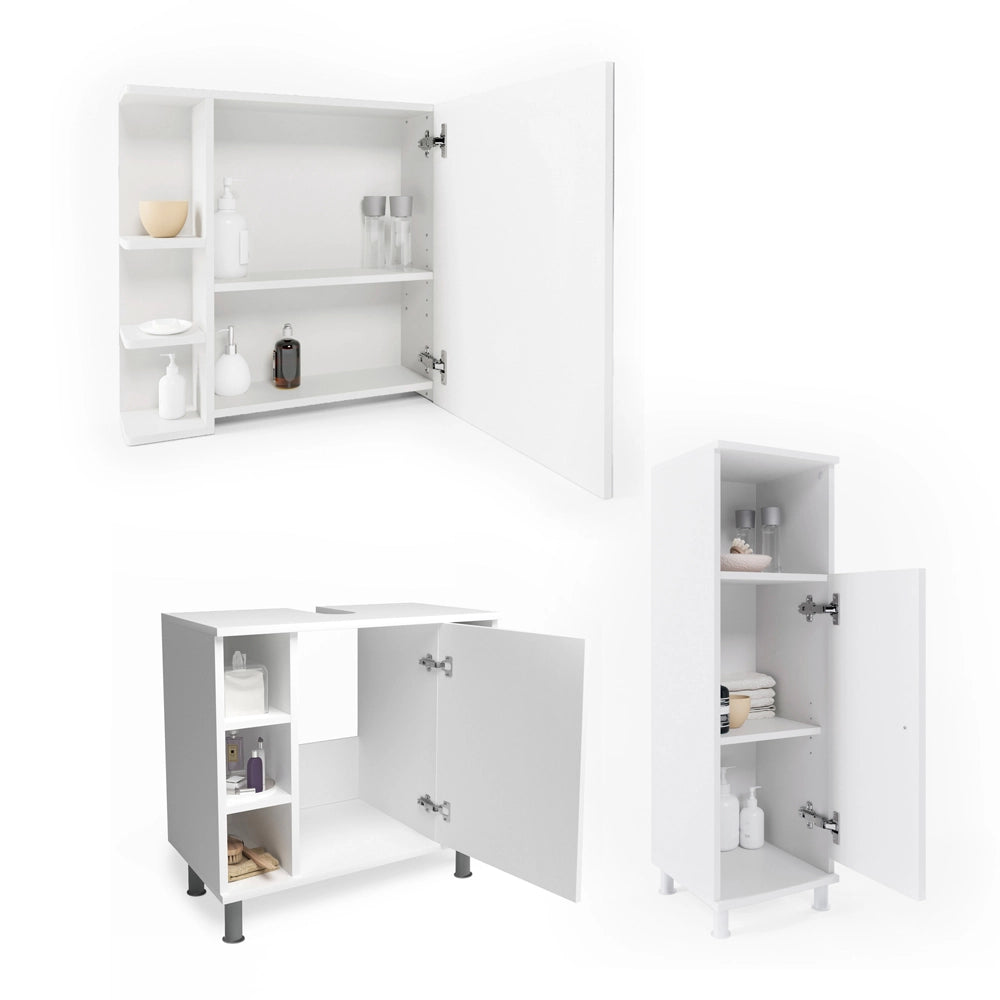 Vicco Set mobili bagno Bianco 3 parti, con mobile midi