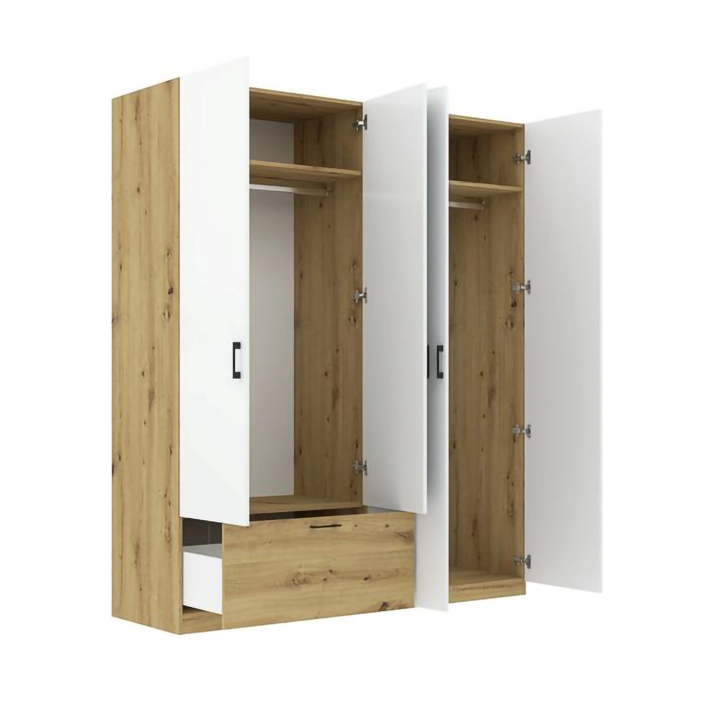 Armadio Camera da Letto Libanori, Guardaroba Grande 2 Ripiani, 180x210h cm Bianco