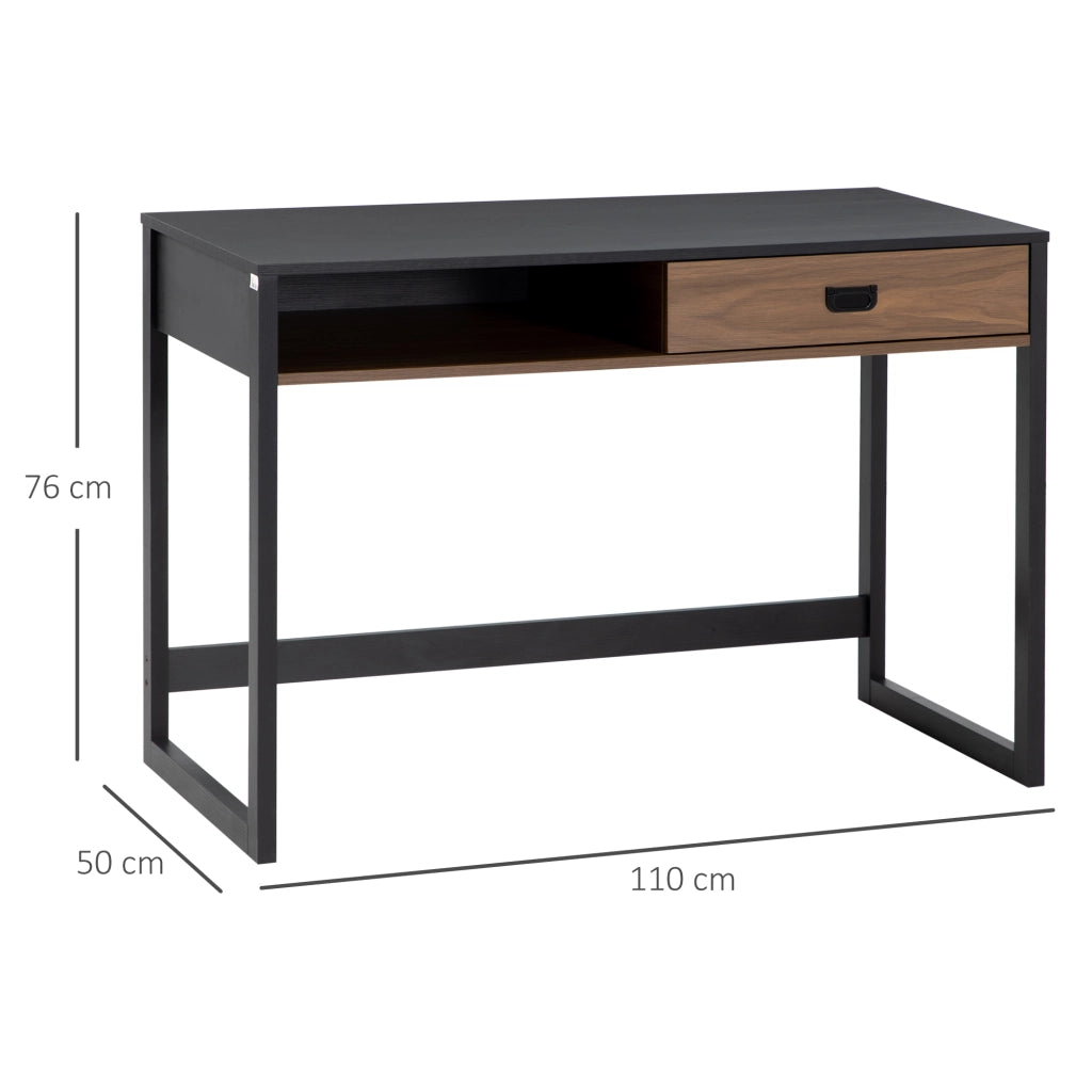 Scrivania Industriale con Cassetto ¨C Zephmum ¨C 110x50x76cm Noce Nero
