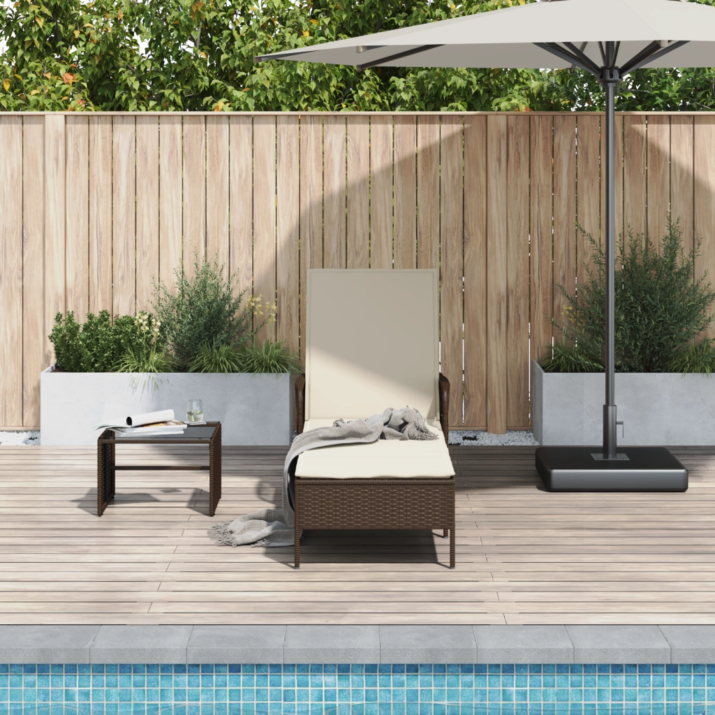 Lettino Prendisole Marrone e panna Rattan PE 157 x 55 x 92 cm