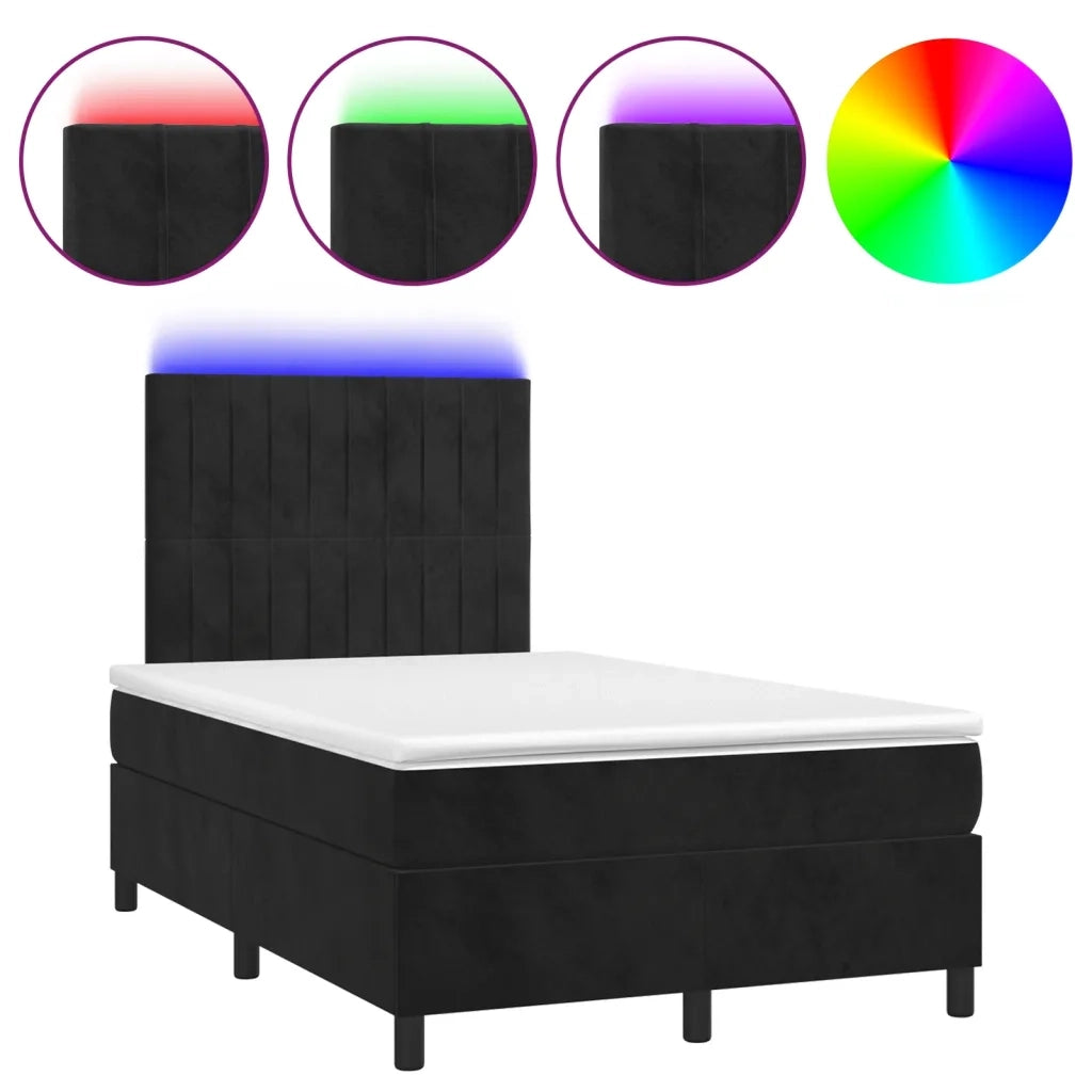 Letto a Molle con Materasso e LED Nero 120x190 cm in Velluto 3270325