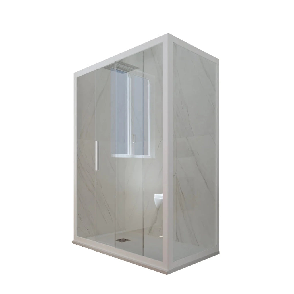 Box doccia scorrevole 90x150 CM H 200 Vetro Trasparente Profilo Bianco Matt mod. Deco Duo