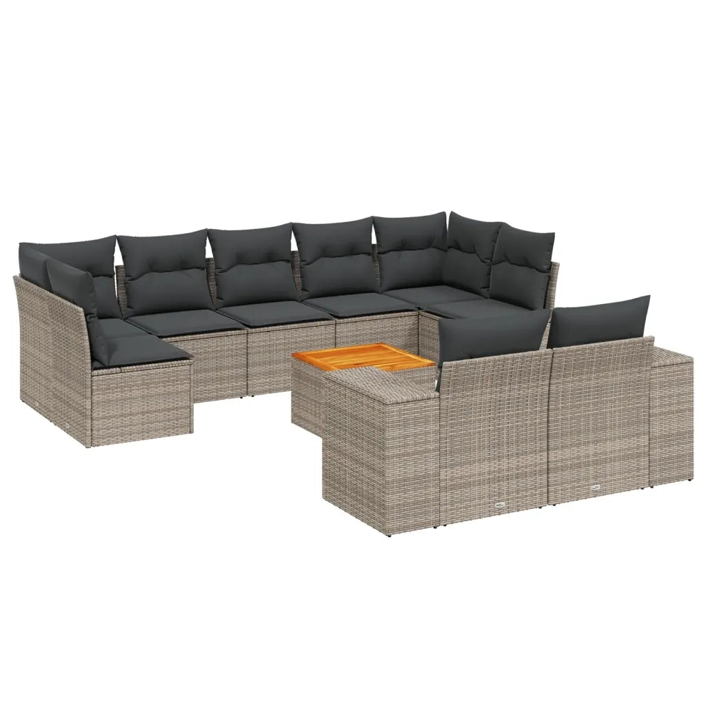 Set Divano da Giardino 10 pz con Cuscini Grigio in Polyrattan 3257929
