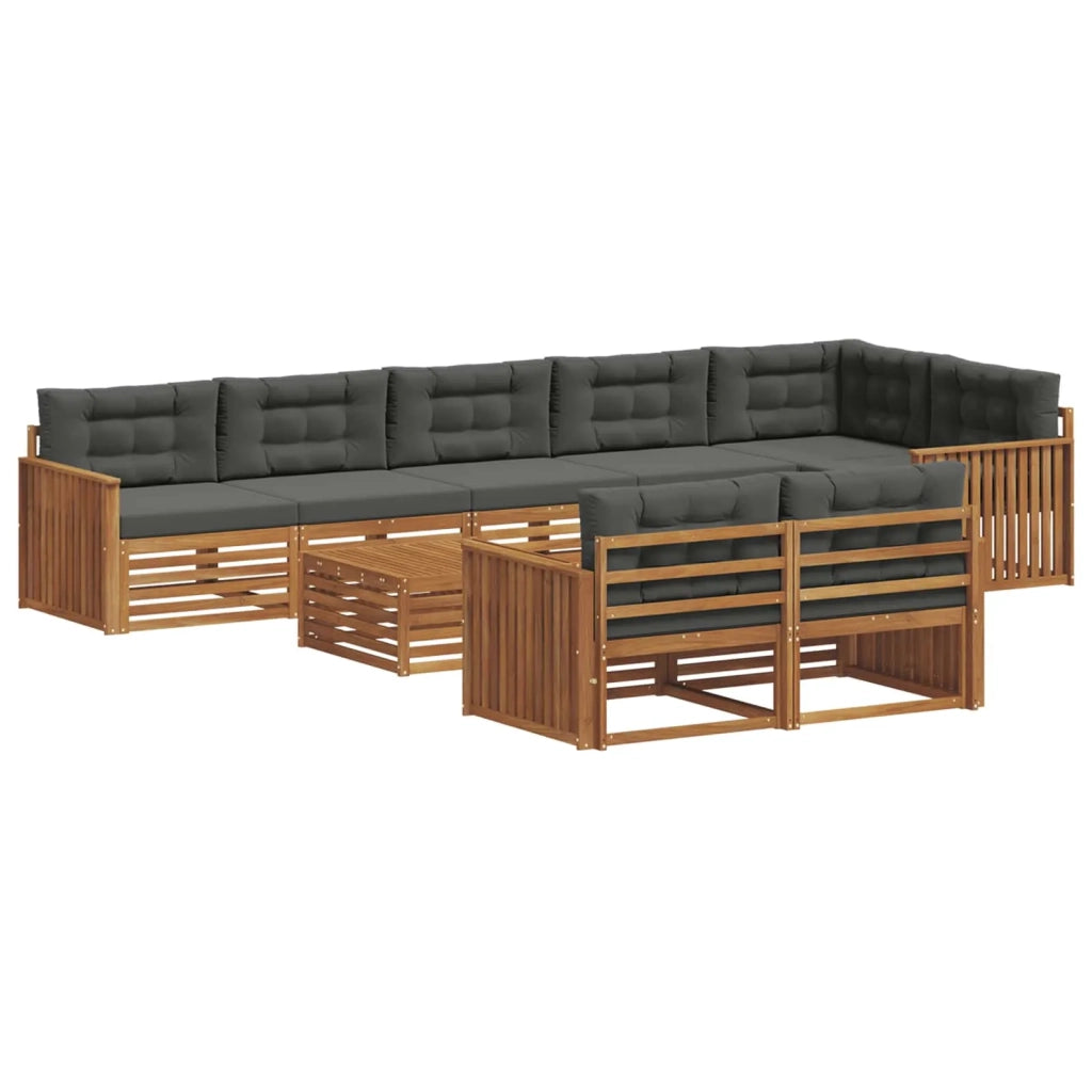 Set di divani da esterno con cuscino 9 pcs Naturale e Antracite