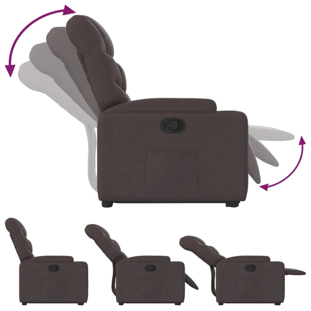 Poltrona Alzapersona Reclinabile Marrone Scuro in Tessuto 3204601