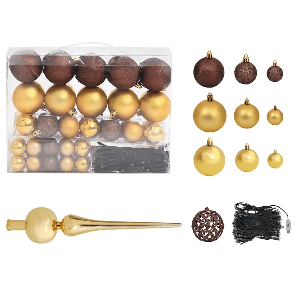 Albero di Natale Preilluminato con Palline Nero 240 cm PVC 3077506