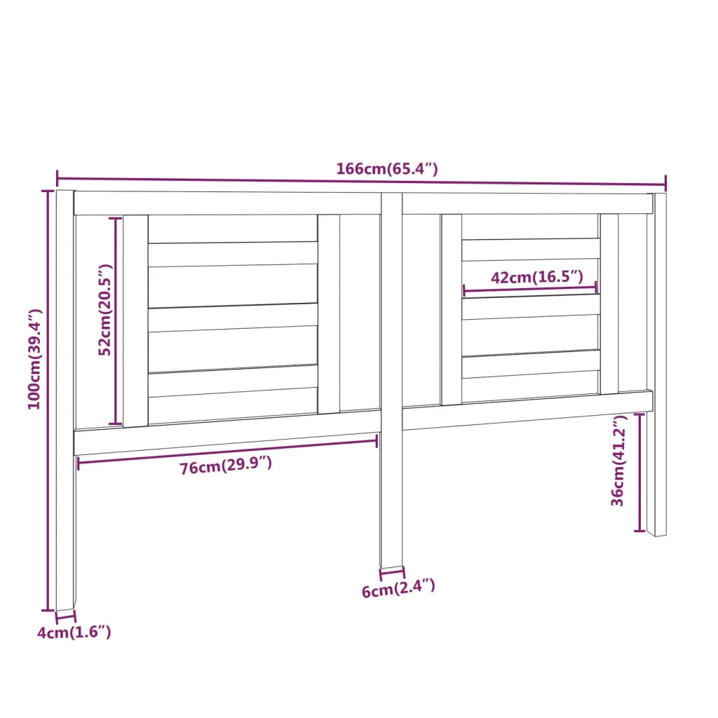 Testiera per Letto-Testata-Testiera Decorativa 166x4x100 cm in Legno Massello di Pino 921205