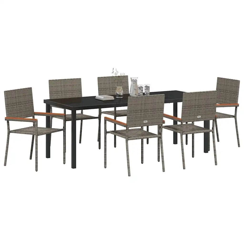 Set da Pranzo per Giardino con cuscino 7 pcs Grigio polyrattan 3379714