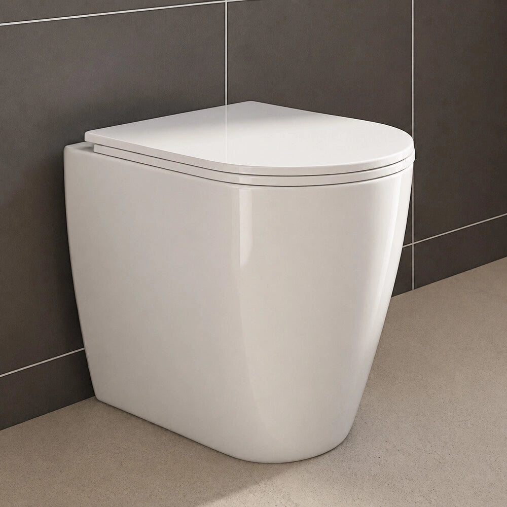 Wc filomuro bianco lucido in ceramica con scarico universale rimless Kyoto