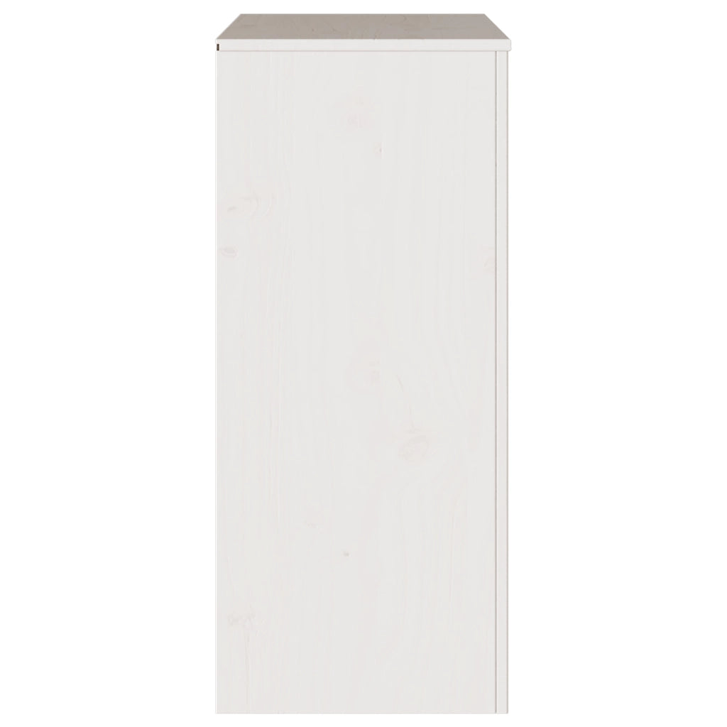 Cassettiera  "DRAMMEN" Bianca 76,5x40x91 cm Legno Massello Pino