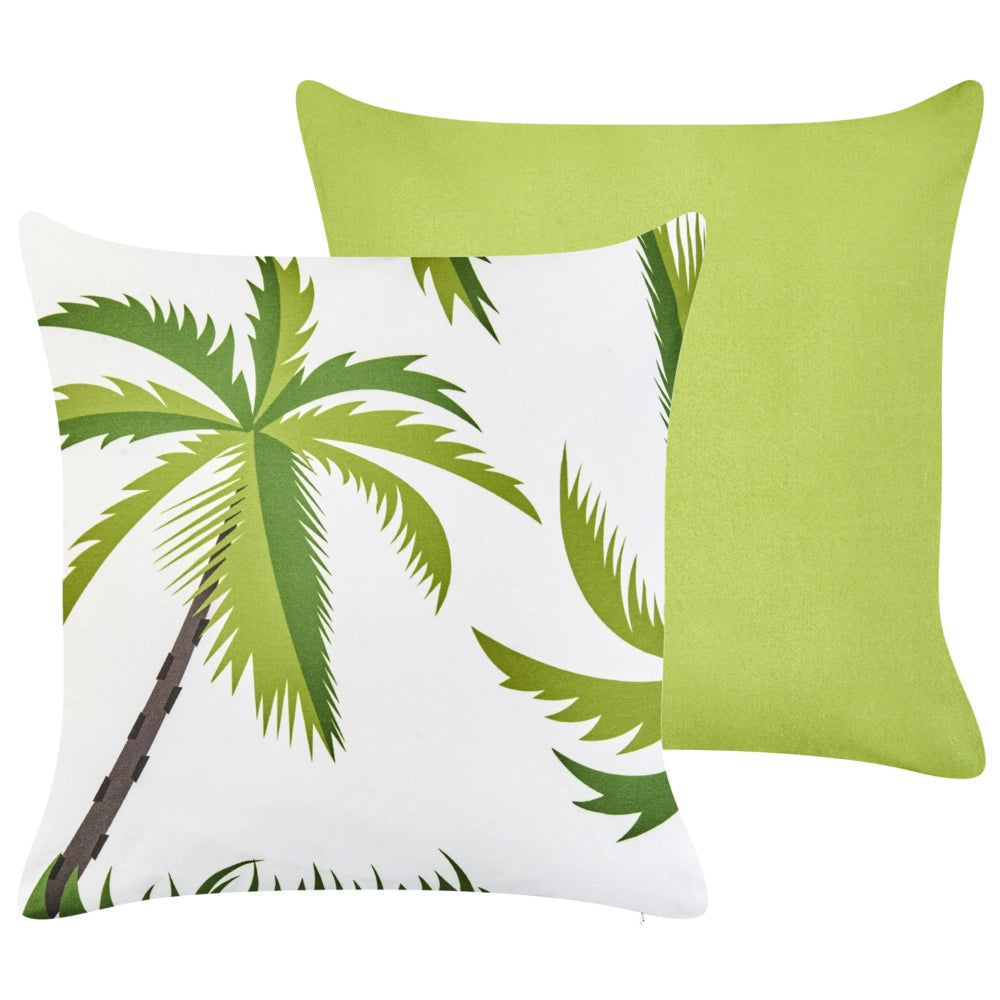 Set di 2 cuscini decorativi per esterni con motivo di palme in tessuto verde rivestimento rimovibile