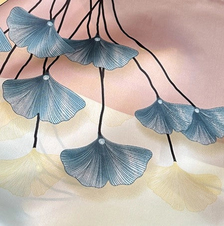 Sciarpa da donna in seta verde stampata, stile coreano, alla moda e versatile, sciarpa/fascia per il collo decorativa.