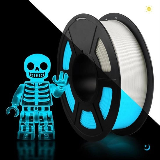 Filamento 3D PETG - Spool - Oggetti da stampare - Visibilità in ambienti bui - 1,75 mm - 1 kg - Blu chiaro