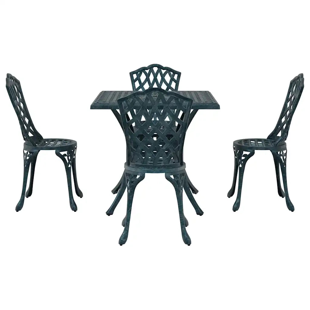 Set di Tavolo da Giardino 5 pcs Verde Alluminio pressofuso