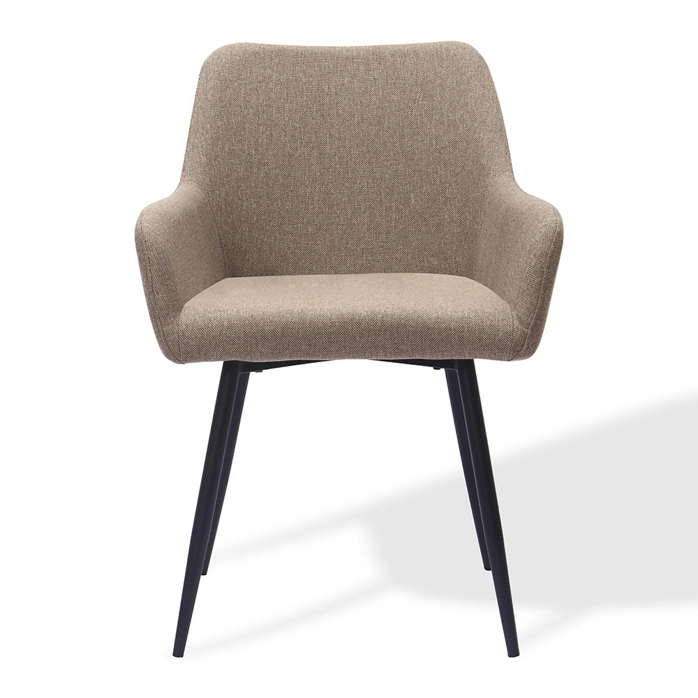 Sedia da pranzo classica - Xylo - Assise ampia braccioli alti gambe in metallo