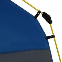 Tenda da Campeggio Familiare 4 Persone Tenda Cupola Impermeabile Leggera, Ventilata Facile da Montare Pop-up 4 Finestre Parasole, Dim, 2,4 L x 2,4 L x 1,99 H M Fibra di Vetro Poliestere Grigio Blu