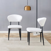 Set di 2 sedie da pranzo ergonomiche in similpelle PU e metallo bianco e nero