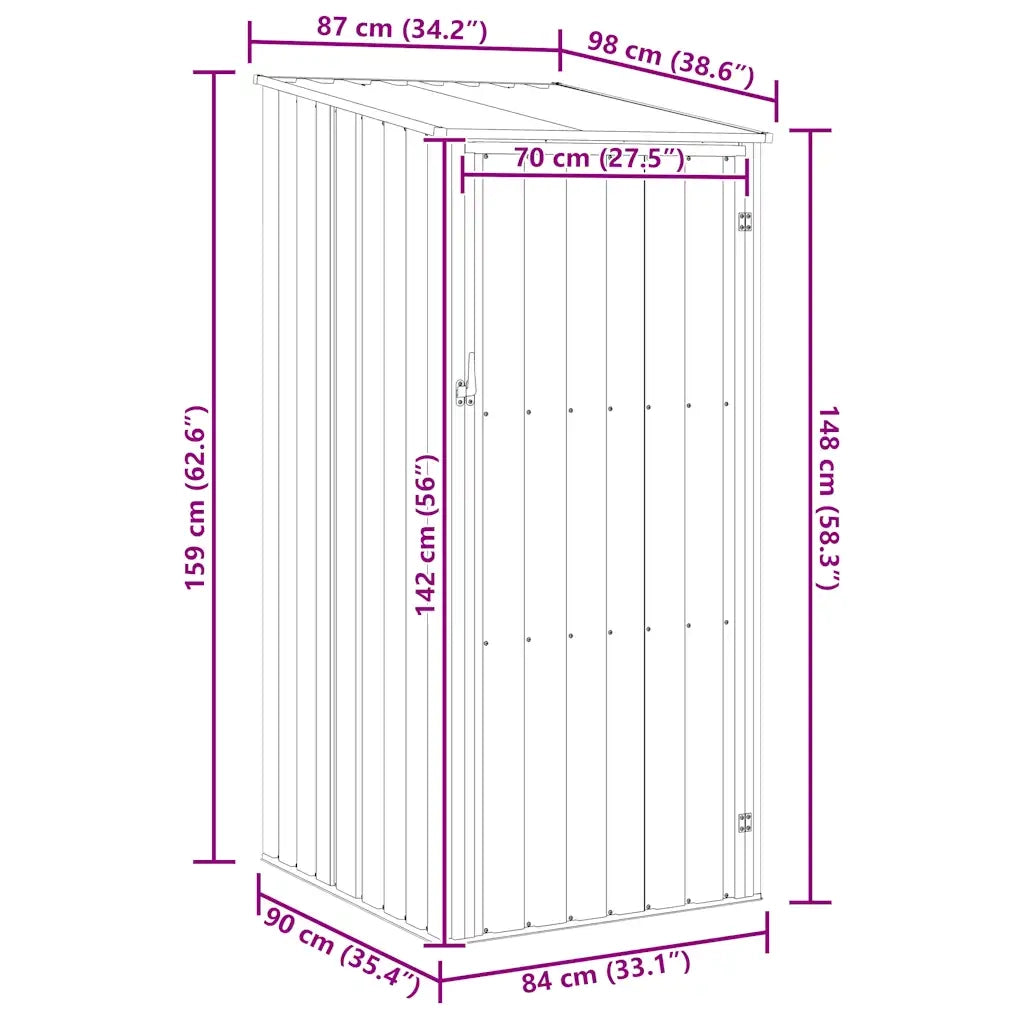 Capanno da Giardino Grigio 87x98x159 cm in Acciaio Zincato 46290
