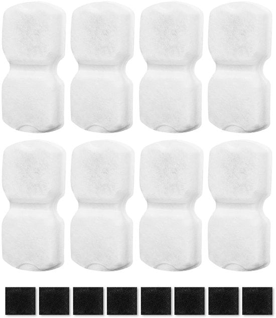 16 pacchi di filtri per fontaniera per gatti Giotohun 2,2L, filtri in acciaio inossidabile per fontaniera per gatti, 8 filtri di ricambio per fontaniera per gatti con 8 filtri schiuma (8+8)