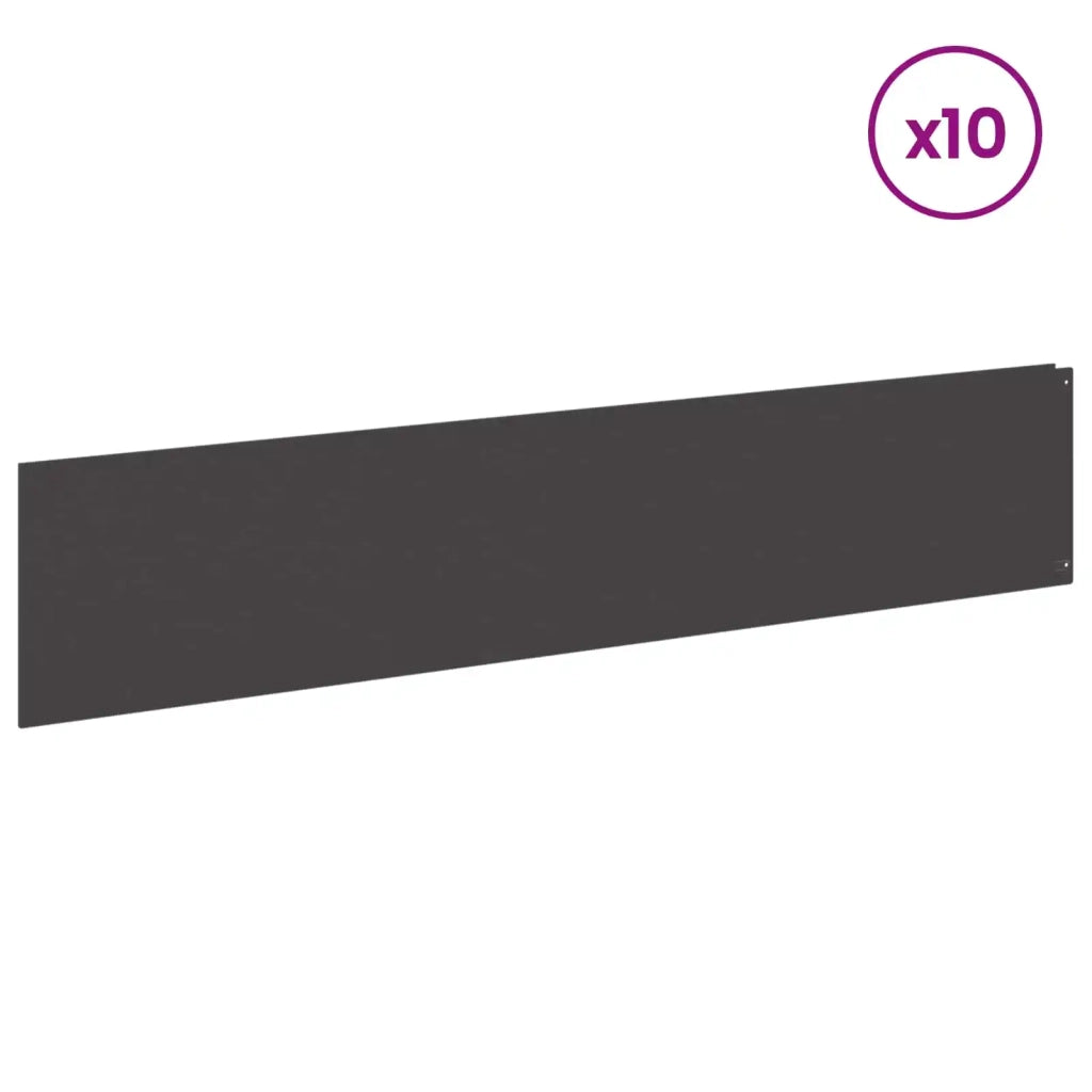 Bordura per Prato 10 pz 100 x 22 cm Acciaio Nero 8008854