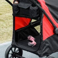Passeggino per Cani Taglia Grande Pieghevole con Finestre a Rete, Cuscino e Guinzagli, 124x67x100 cm, Nero