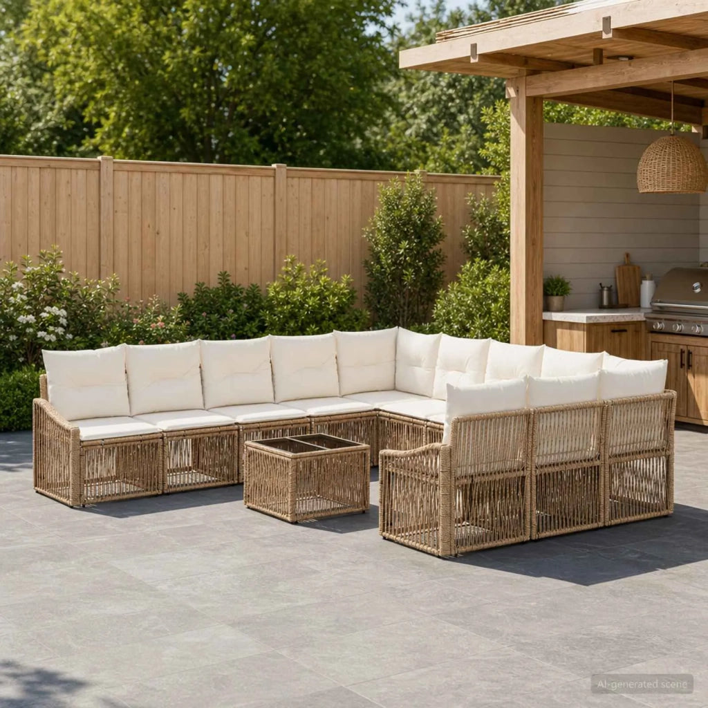 Set Divano da Giardino 12 pcs Beige polyrattan 3436149