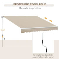 Tenda da Sole per Esterno Avvolgibile a Bracci con Apertura a Manovella, 350x250 cm, Crema