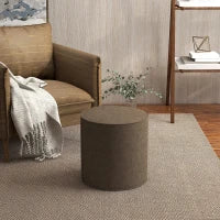 Poggiapiedi 2 in 1 con Rivestimento Rimovibile in Tessuto Effetto Lino, Ø41x41 cm, Marrone