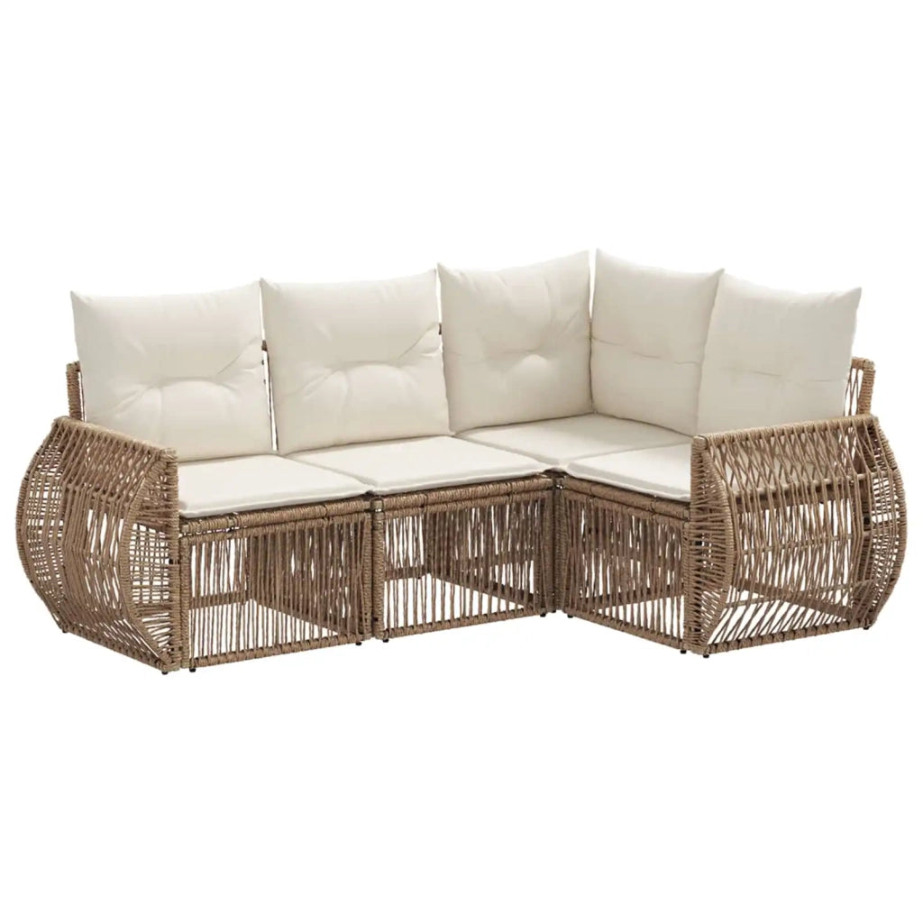Set Divano da Giardino 4 pcs Beige e Bianco Crema polyrattan 3435411
