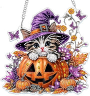 Decorazione per Parete 5D - Ornamenti Sospesi - Pompon di Halloween - Cristalli di Vetro - Arte Fai da Te - Inclusi Cristalli Extra - Arte con Cristalli